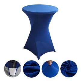 iEventStar 2 Packs 30 inches 32" Highboy Cocktail Round Stretch Spandex Fitted Table Cover High Top Square Corners Tablecloth (30" - 32" Dia x 42" 2 Packs, Royal Blue)