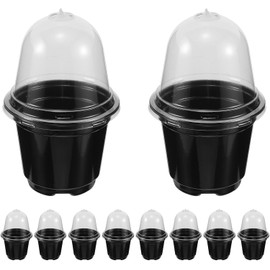 ibasenice 10 macetas para vivero: recipientes de plástico para germinación de Semillas - Vasos para Plantas jóvenes con Tapa Transparente para jardinería doméstica, Oficina, Hotel e Invernadero