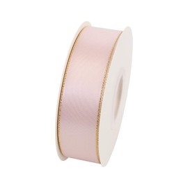 ITIsparkle 25mm Width Double Faced Satin Ribbon 22 Meters with Gold Edges, 25mm X 25M - Vanilla