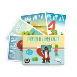 Friendly Fox Baby Milestones Cards, Milestone Cards Baby, Babies 1st Year in Pictures, Baby Diary Gift for Birth, Hand Drawn