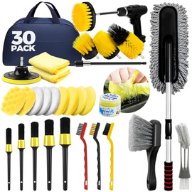 30Pcs Car Detailing Kit, Car Detailing Brush Set, Car Wash Cleaning Kit, Car Dusters Extendable Handle Cleaning Exterior, Car Cleaning Gel, Car Cleaning Tools Kit for Interior, Exterior, Wheels