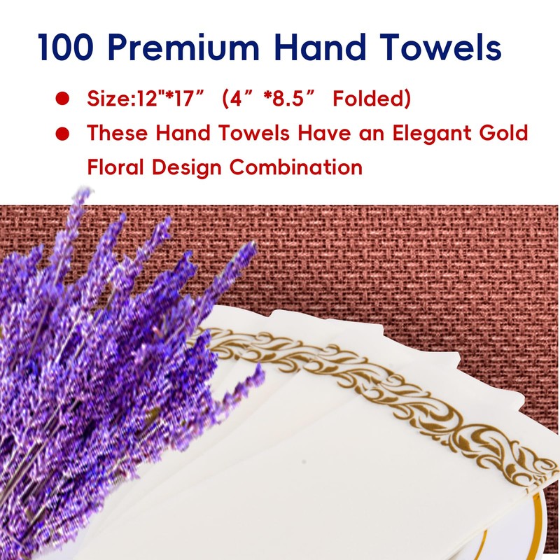 JOLLY CHEF 100 Disposable Hand Towels, Soft and Absorbent Linen