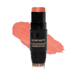 Nudestix Nudies Blush Stick – 3-in-1 Cream Blush for Cheeks, Eyes & Lips with Built-In Brush | Soft Matte Finish for a Natural Flush | Nude Peach