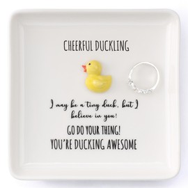 HOME SMILE Duck Ring Dish Tray-Birthday Gifts for Women Friends Mothers Day Graduation Teacher Appreciation Retirement Christmas,Cheer Up Support-You're Ducking Awesome