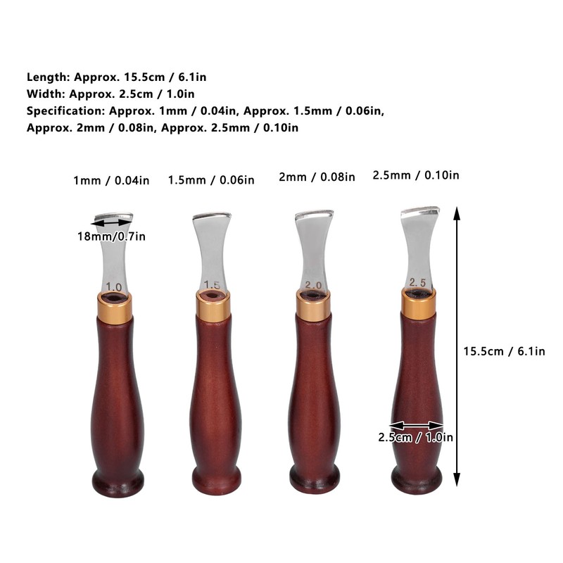 4pcs Leather Edgers Sharp Professional Trimming Working Kit with Wooden