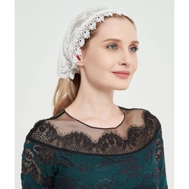 Lace Head Covering for Church Mantilla Veil Catholic Chapel Veil S98 - off-white - One Size