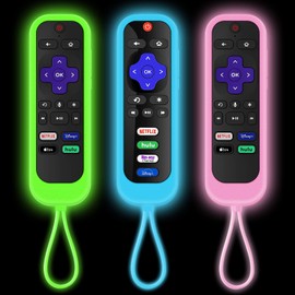 3Pack Climberer Roku Remote Case Cover - Compatible with TCL/Hisense & Sharp Roku TVs | Glow in the Dark