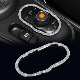 TOMALL Bling Multimedia Knob Button Frame Cover Compatible with Mini Cooper Clubman Countryman F54 F55 F56 Crystal Center Console Media Button Edge Trim Bling Interior Trims for Car Accessories