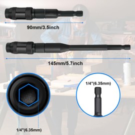 2Pcs Magnetic Bit Holder, 1/4" 90mm & 145mm Pivot Flexible Extension Drill Bit Holder, 20 Degree Quick Rotary Release Extension Screwdriver Bit Holder, for Narrow Spaces or Corners