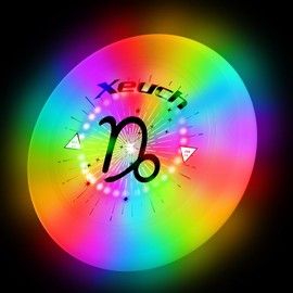 Xeuch Flying Disc, Glow Frisbee with 30 RGB LEDs, 16 Light Modes and 4 Brightness, 6-Hour Playtime, Built-in Timer & Sensor, 175g - Christmas, Birthdays Gifts for Men/Boys/Teens/Kids -Capricorn