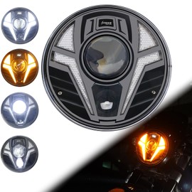 SINLIRU 7inch Round Led Headligt 7" Motorcycle White/Amber DRL Head Light with Laser for Motorbikes Wrangler JK JKU TJ LJ