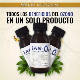 San-o3 Aceite Ozonizado De Oliva Extra Virgen, Meq: 800-1000, 70 Ml