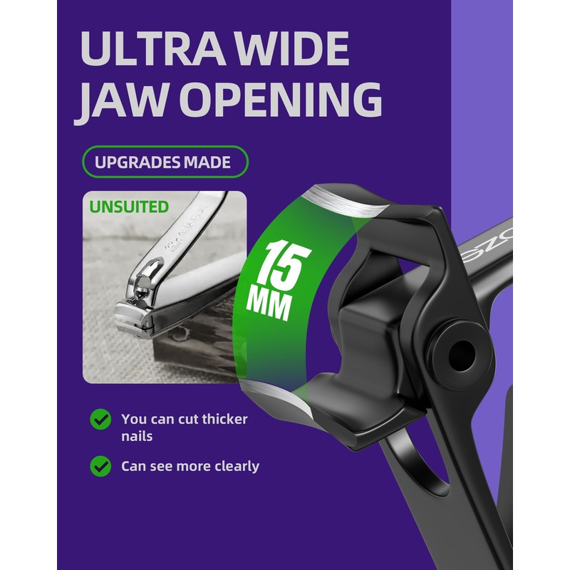 SZQHT Ultra Wide Jaw Opening Nail Clippers Set, Toenail Clippers