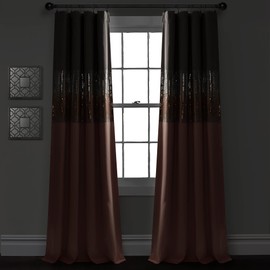 Lush Decor Night Sky 100% Blackout Lined Window Curtain Panel, Single, 42" W x 84" L, Gray & Blush - Sparkle Sequins & Color Block - Modern Glam Decor - Blackout Curtains For Bedroom & Living Room