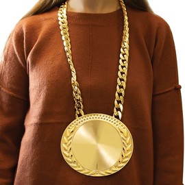 Best Dad Turnover Chain Medal, 6" Gold World's Greatest Father Award