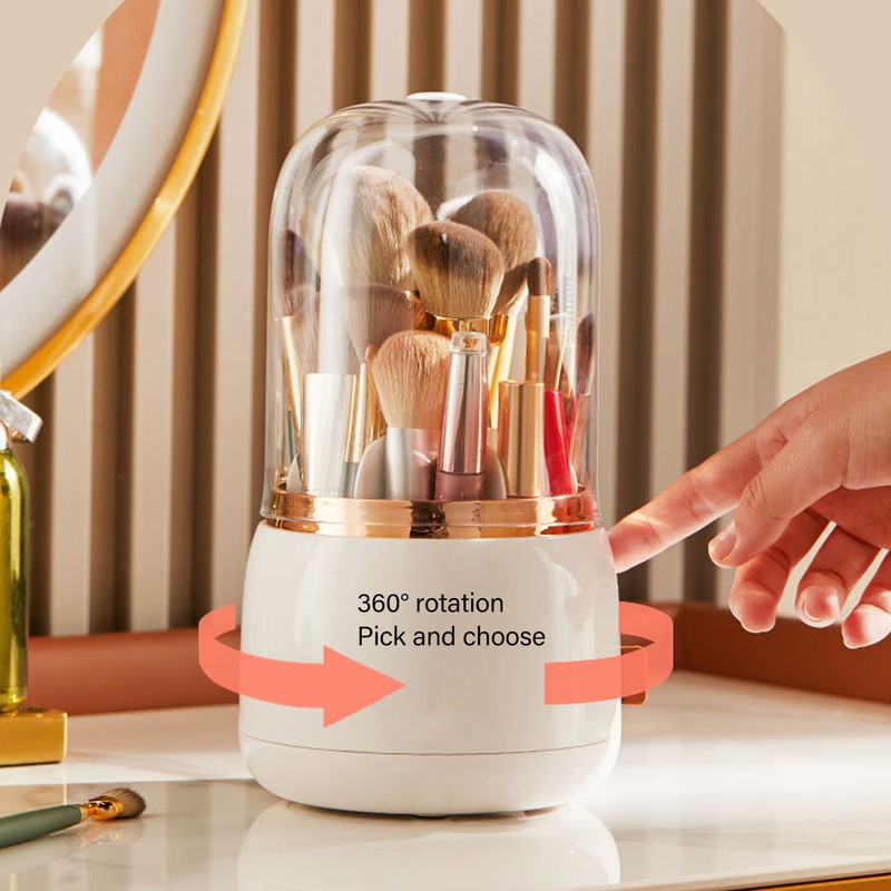 Rotate Dustproof Makeup Brushes Holder Storage 5 Compartments Waterproof Makeup