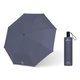 Ambra UV: Automatic Umbrella with UV Protection Windproof Pocket Umbrella for Rain and Sun 330g 27 x 6 cm, Blueberry Dark Blue
