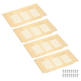 sourcing map Air Vents Cover, 4Pcs 150 x 80mm - Aluminum Alloy Mesh Air Return Vent Cover, Rectangle Louvered Ventilation Grille for Shoe Cabinet Wardrobe (Gold)