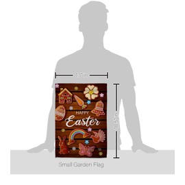 Ornament Collection Chocolate Easter Garden Flag Set Wood Dowel Springtime Happy Bunny Egg Christian Season Holiday House Decoration Banner Small Yard Gift Double-Sided, Made in USA