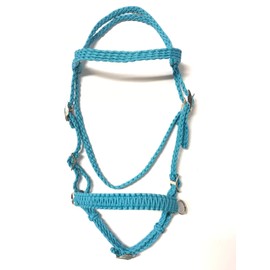 bitless bridle horse tack side pull hackamore neon turquoise headstall