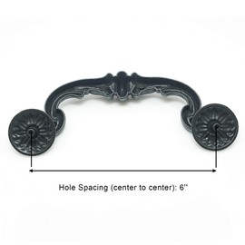 LBFEEL 6" Vintage Drop Bail Dresser Drawer Handle Rustic Antique Black Drawer Pulls Kitchen 6inch Cabinet Pull Handle Hardware 150 mm (4)