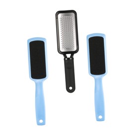 Baluue 3pcs Double Sided Foot Grinding Tool Includes Stainless Steel Foot File and Sandpaper Grinding Boards for Pedicure and Callus Removal Light