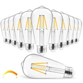 Hizashi Edison Bulbs 40 Watt LED Dimmable, E26 LED Bulb 2700K Warm White, ST58/ST19 Vintage Light Bulbs, UL Listed, 4W 450lm 95+CRI E26 Base, Clear Glass, Pack of 12