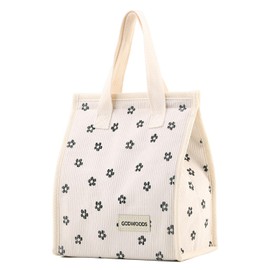 Corduroy Lunch Bags for Women, Reusable Insulated Leakproof Lunch Box Tote Bag, Cute Insulated Lunch Bag with Large Capacity, for Work, School, Outdoor Picnic Travel