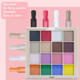 MKNZOME 16 Colours Nail Pigment Powder, Chrome Nail Powder【2024 Upgrade】Yellow Pink White Nail Art Palette for Nail Design, Nail Art Body and Crafts Salon Home Use