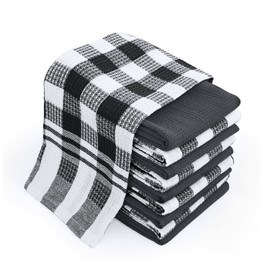 Chef Pomodoro Tea Towels - Cotton Tea Towels - Kitchen Towels - Black Tea Towels - Kitchen Towel - Kitchen Towels - Premium Quality Dry Towels - Set of 10, 63.5 x 38.1 cm