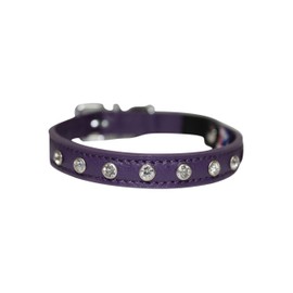 Angel Pet Supplies Genuine Leather Safety Rhinestone Cat Collar | Breakaway Elastic Stretch Collar | Lightweight & Strong | Permanently Secured Crystal Jewels Collar | Kittens to Well fed Kitties