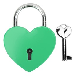 Treasure Chest Padlock,Mini Love Heart Shaped Metal Lock Colorful Diary Book Security Padlock with Key for Jewelry Box Purse Handbag Cabinet Lockers Letter Box (Green)