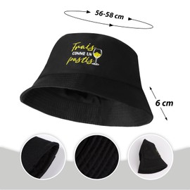 COLOFALLA Schwarze Fischerhut Bucket Hat auf Französisch Frais Comme Un Pastis aus Tuch Sommer Hut Sonnenhut für Erwachsene