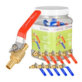 Orianse 10 Pack 1/2 Inch Heavy Duty Pex Ball Valve Brass Barb Crimp 1/4- Turn Full Port Shut Off For PEX-b Connection Hot and Cold Water,Cetified by NSF/ANSI 61, ASTM F1807