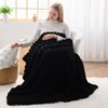 NEWCOSPLAY Faux Fur Throw Blanket Black 3D Ribbed Plush Thick