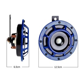 CGEAMDY Pack of 2 12 V Car Horn Construction Kit, Motorcycle Horn High and Low Tone with Arm Speaker, Car Horn Super Loud High and Low Tone Metal Twin Horn Kit (Blue)
