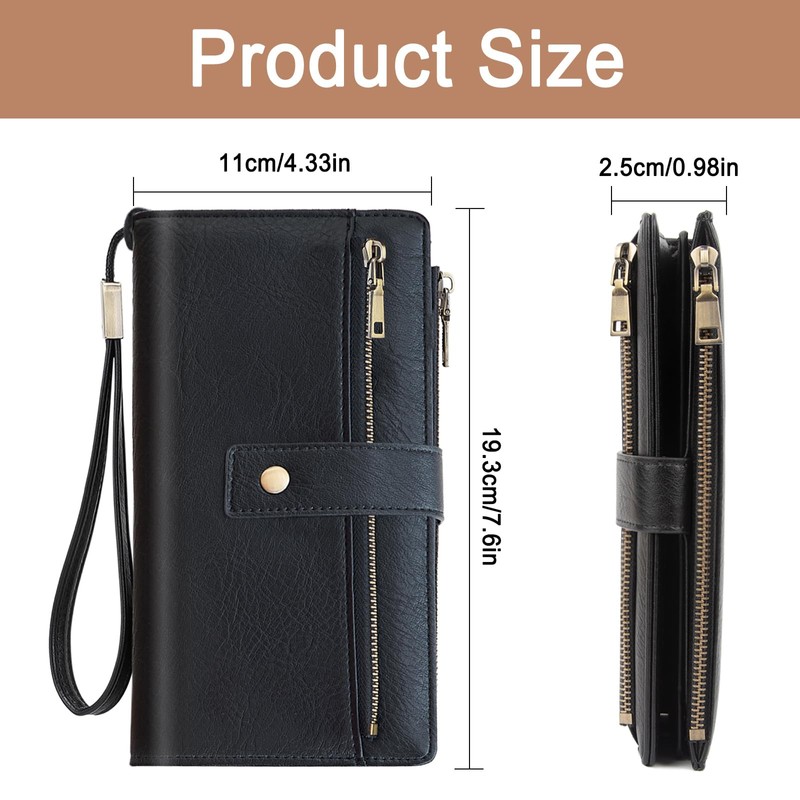 NEWIROVE Large Wallets For Women Rfid Blocking Wallet Pu Leather