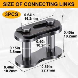PAGOW 3pcs #40 Roller Chain Connecting Links, Master Connector Link, Heavy Duty Manganese Steel (3pcs #40