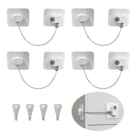 JurciCat Pack of 4 Child Safety Cabinet (White) Cupboard Safety Baby Child Safety Door Fridge Lock No Drilling Required Suitable for Refrigerators Doors Cupboards Windows