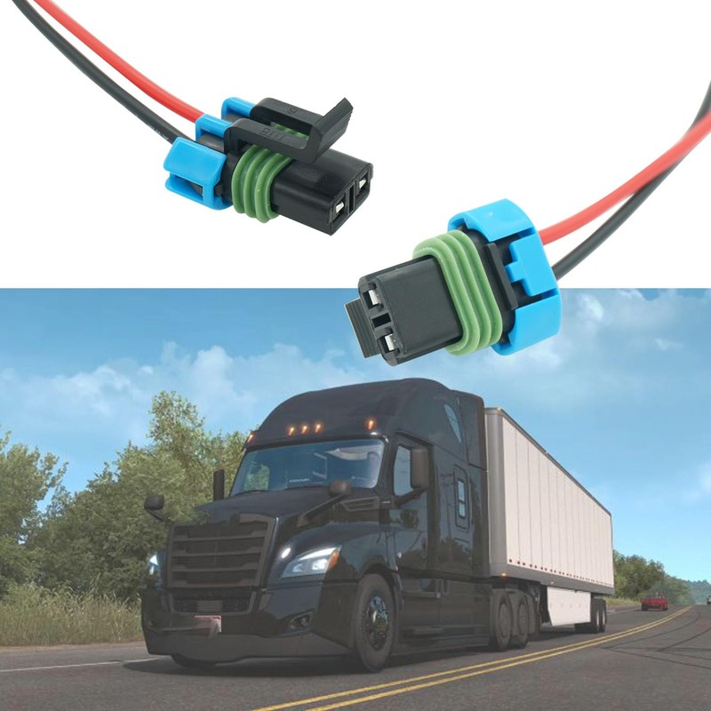 Set 2 Pins A/C Compressor Connector Wiring Harness Male +