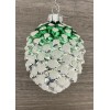 Macy Holiday Lane Green & Silver Pine Cone Glass Ornament