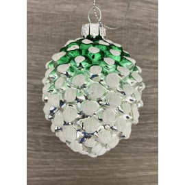 Macy Holiday Lane Green & Silver Pine Cone Glass Ornament