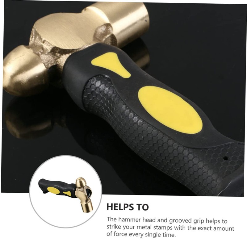 TEHAUX Handle Brass Stamping Hammer Jewelry Making Tool with Round