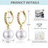 Pearl Dangle Earrings for Women, Sterling Silver Pearl Drop Hoop