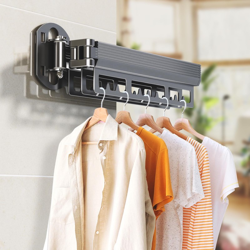 Greraes Clothes Drying Rack Wall Mounted,Expandable Drying Rack Clothing(Tri-Fold),Laundry Space