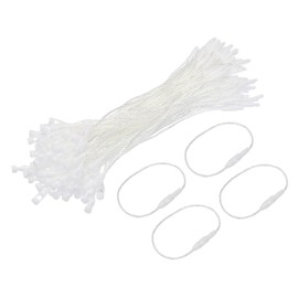 MECCANIXITY Polyester Rope Hang Tag String Snap Lock Pins Loop Price Tag Fastener,Plastic Tags Ties 120mm/4.72 Inch Length,1mm/0.04 Inch Dia,Pack of 100,White