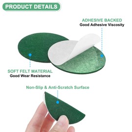 M METERXITY 30-Pack Lamp Base Felt, 2.5 Inch Dia. 2mm Thick Self Adhesive Round Fabric Felt Pads for Lamp/Furniture/DIY, Non-Slip Fiber Backed Patch Circles with Adhesive Backing [Green]