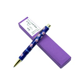 Kiyoteru Japanese tradition Craftsmade Pottery Ball-point pen to turn Sakura tree pattern of the Blue CLK_CTP_204
