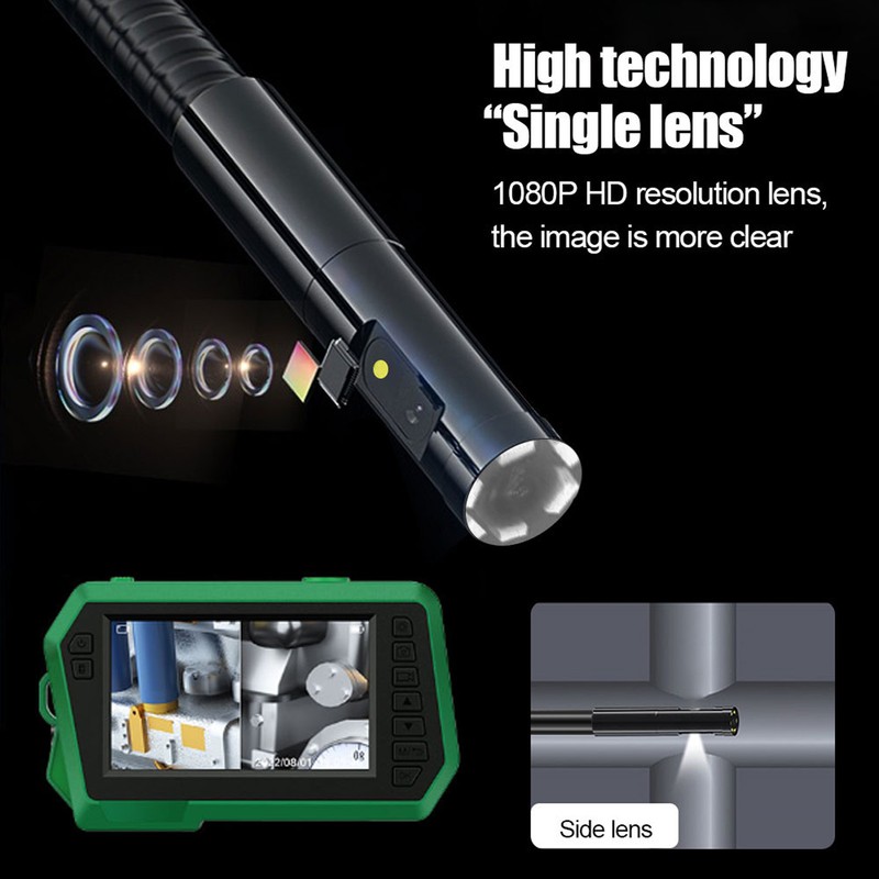 Dual Lens Borescope Inspection Camera 4.3in Screen 6 LED Light