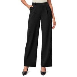 IUGA Womens Dress Pants Wide Leg Pull On Stretchy Work Pants Women High Waisted Business Casual Trousers with Pockets